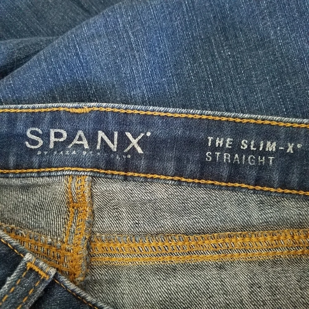 Spanx The Slim-X Straight Blue Midrise Dark Wash Denim Size 27 - Picture 10 of 12